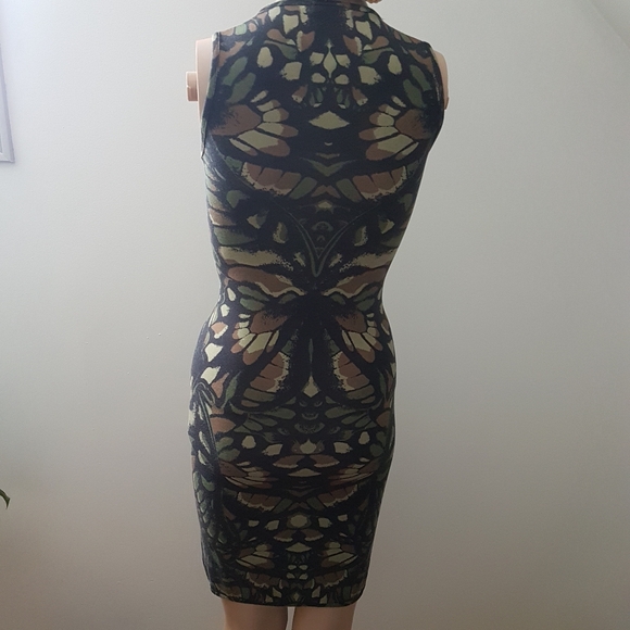 Alexander McQueen MCQ Sleeveless Animal Print Camo Mob Wife Mini Dress Sz S - Picture 9 of 14